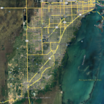 Overhead Map of the Miami, Florida area showing the proximity of the town of Homestead.